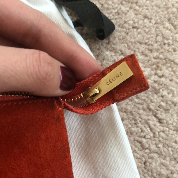 CÉLINE Suede 3-Fold Orange Pouch/ Clutch / Wallet - Picture 8 of 8
